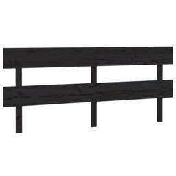 Berkfield Home Bed Headboard Black 204x3x81 cm Solid Wood Pine - Size: 204 x 3 x 81 cm - thumbnail 2
