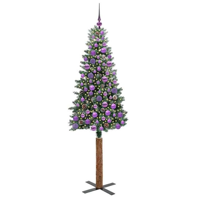 Berkfield Home Elegant Slim Christmas Tree with 300 LEDs Green & White 180 cm - image 1