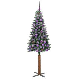 Berkfield Home Elegant Slim Christmas Tree with 300 LEDs Green & White 180 cm - thumbnail 4