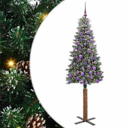 Berkfield Home Elegant Slim Christmas Tree with 300 LEDs Green & White 180 cm - thumbnail 3
