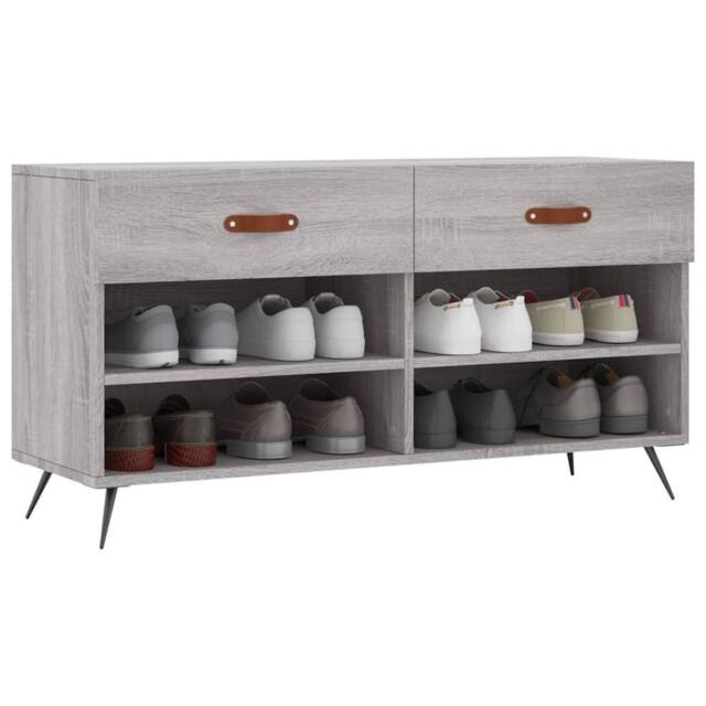 Berkfield Home Shoe Bench Grey Sonoma 102x35x55 cm Engineered Wood - Size: 102 x 35 x 55 cm - image 1