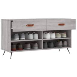 Berkfield Home Shoe Bench Grey Sonoma 102x35x55 cm Engineered Wood - Size: 102 x 35 x 55 cm - thumbnail 4