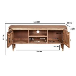 Indian Hub Wilton TV Unit - Acacia Wood - L40 x W145 x H60 cm in Brown - thumbnail 6