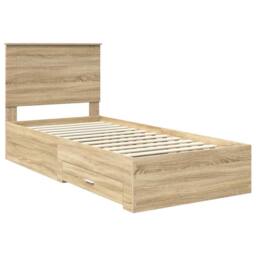 Berkfield Home Bed Frame with Headboard Sonoma Oak 90 x 190 cm Engineered Wood in Brown - thumbnail 4