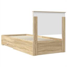 Berkfield Home Bed Frame with Headboard Sonoma Oak 90 x 190 cm Engineered Wood in Brown - thumbnail 9