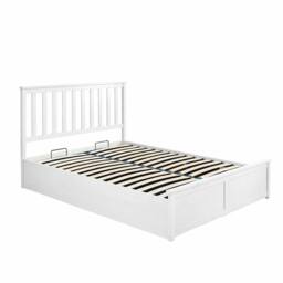 Aspire Hampton Wooden Ottoman Storage Bed Shaker Style White/Natural in White - Size: Super King - thumbnail 6