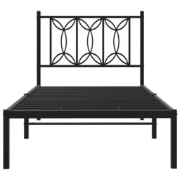 Berkfield Home Metal Bed Frame without Mattress with Headboard Black 75x190cm - Size: 75x190 cm - thumbnail 4