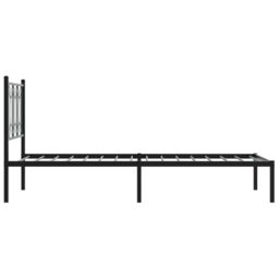 Berkfield Home Metal Bed Frame without Mattress with Headboard Black 75x190cm - Size: 75x190 cm - thumbnail 5