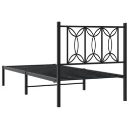 Berkfield Home Metal Bed Frame without Mattress with Headboard Black 75x190cm - Size: 75x190 cm - thumbnail 6