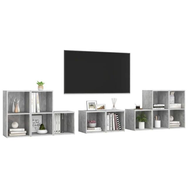 Berkfield Home Classic 8 Piece TV Cabinet Set Concrete Grey Engineered Wood - image 1
