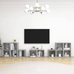 Berkfield Home Classic 8 Piece TV Cabinet Set Concrete Grey Engineered Wood - thumbnail 2