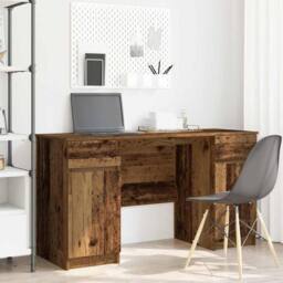 Berkfield Home Desk Old Wood 140x49x76 cm Engineered Wood in Brown - Size: 140 x 49 x 76 cm - thumbnail 2