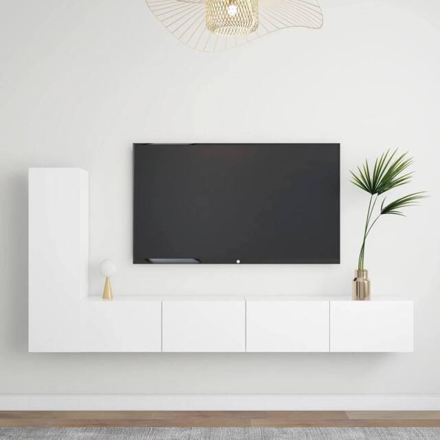 Berkfield Home 3 Piece TV Cabinet Set White Engineered Wood - image 1