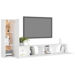Berkfield Home 3 Piece TV Cabinet Set White Engineered Wood - thumbnail 3