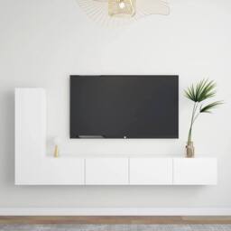 Berkfield Home 3 Piece TV Cabinet Set White Engineered Wood - thumbnail 1
