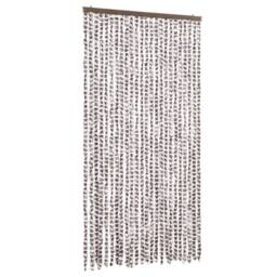 Berkfield Home Soft Fly Curtain Taupe & White 100x200 cm Chenille - thumbnail 3
