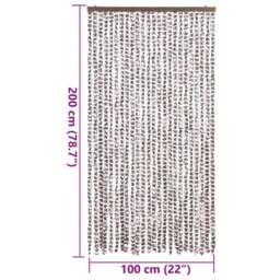 Berkfield Home Soft Fly Curtain Taupe & White 100x200 cm Chenille - thumbnail 7