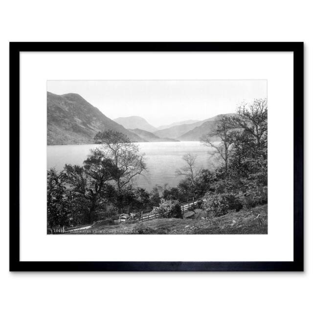 "Artery8 Vintage Photo Ullswater Gowbarrow Lake District Framed Wall Art Print in Grey - Size: W12"" x H16""" - image 1