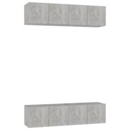 Berkfield Home TV Cabinets 4 pcs Concrete Grey 60x30x30 cm Engineered Wood - Size: 60 x 30 x 30 cm - thumbnail 1