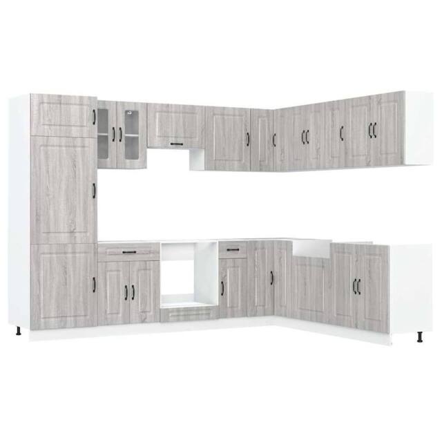 Berkfield Home 14 Piece Kitchen Cabinet Set Kalmar Grey Sonoma Engineered Wood - image 1