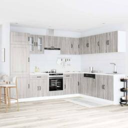 Berkfield Home 14 Piece Kitchen Cabinet Set Kalmar Grey Sonoma Engineered Wood - thumbnail 3