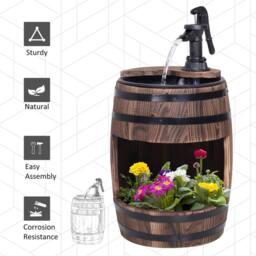 Kelvenix Barrel Pump Garden Fountain Water Feature Flower Planter Stand in Brown - Size: 0.6m2 - thumbnail 4