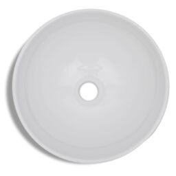 Berkfield Home Bathroom Basin with Mixer Tap Ceramic Round White - thumbnail 3