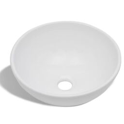 Berkfield Home Bathroom Basin with Mixer Tap Ceramic Round White - thumbnail 6