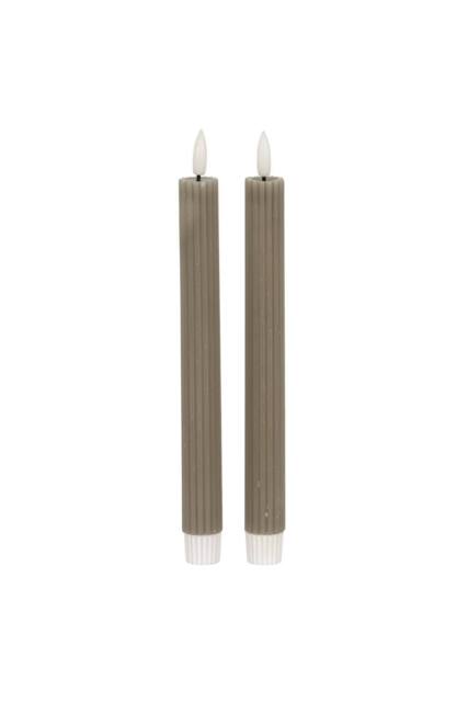 KDMD Luxe Collection Natural Glow Grey Ribbed Taper Candles - 24cm - image 1