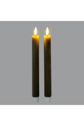 KDMD Luxe Collection Natural Glow Grey Ribbed Taper Candles - 24cm - thumbnail 2