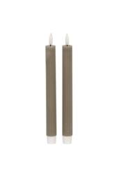 KDMD Luxe Collection Natural Glow Grey Ribbed Taper Candles - 24cm
