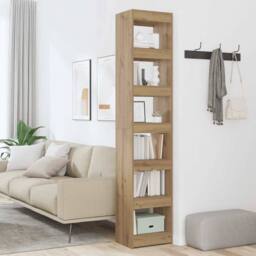 Berkfield Home Book Cabinet/Room Divider Artisan Oak 40x30x198 cm in Brown - Size: 40 x 30 x 198 cm - thumbnail 2