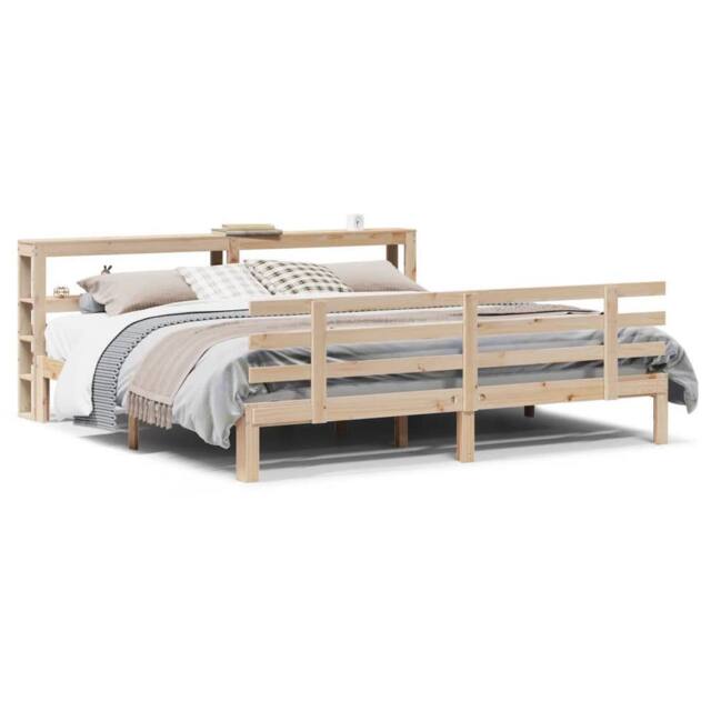 Berkfield Home Bed Frame with Headboard without Mattress 180x200 cm Super King in Natural - image 1