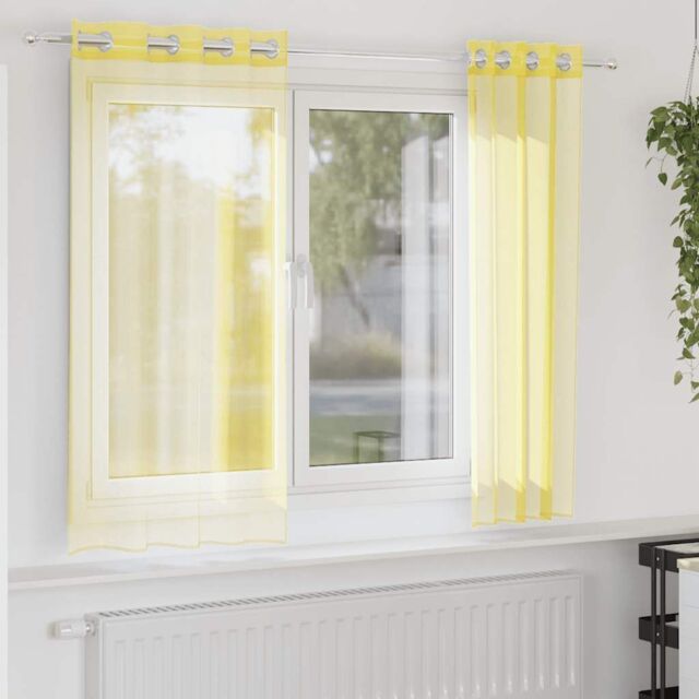 Berkfield Home Voile Curtains with Grommets 2 pcs Yellow - image 1