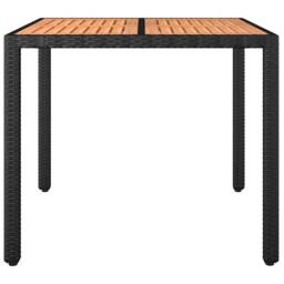 Berkfield Home Garden Table with Wooden Top Black Poly Rattan&Solid Wood Acacia - thumbnail 3