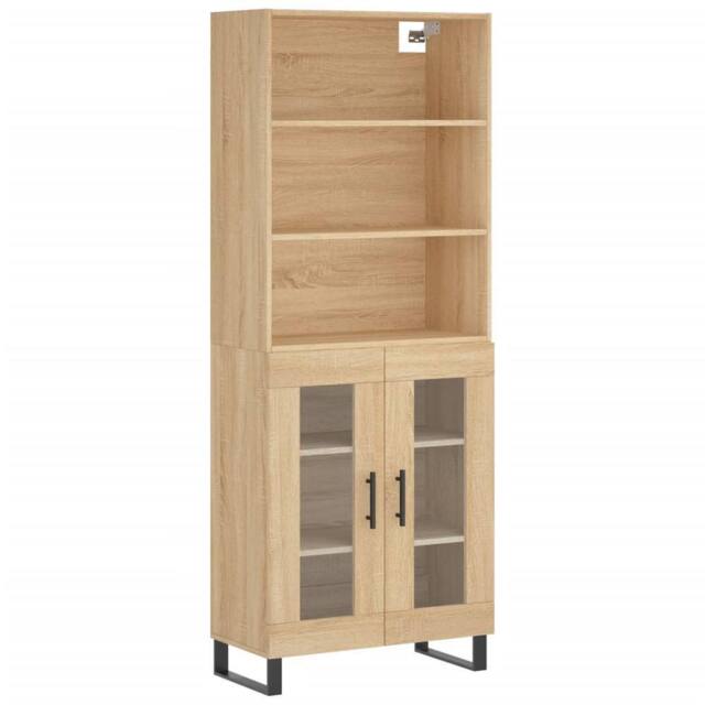 Berkfield Home Highboard Sonoma Oak 69.5x34x180 cm Engineered Wood in Light Tan - image 1