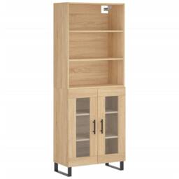 Berkfield Home Highboard Sonoma Oak 69.5x34x180 cm Engineered Wood in Light Tan