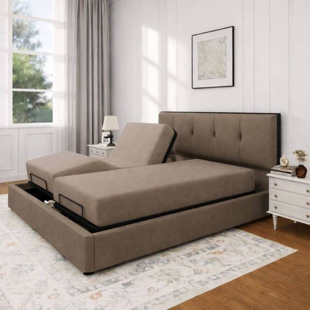 PARADISE BEDS LTD Heavy Duty Adjustable Mobility Bed with mattress & 24 inch Headboard in Chocolate - Size: Super King - image 1