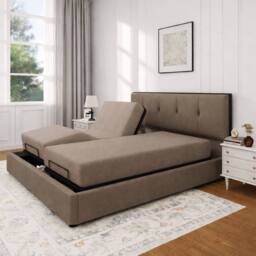 PARADISE BEDS LTD Heavy Duty Adjustable Mobility Bed with mattress & 24 inch Headboard in Chocolate - Size: Super King - thumbnail 1