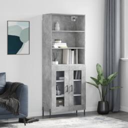 Berkfield Home Highboard Concrete Grey 69.5x34x180 cm Engineered Wood - thumbnail 2