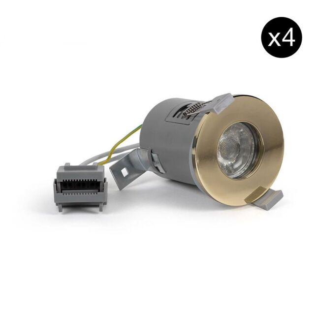 SE Home 4 PACK - Polished Brass GU10 Fire Rated Downlight - IP65 in Gold - image 1