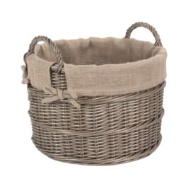 Wicker Round Hessian Lined Log Basket