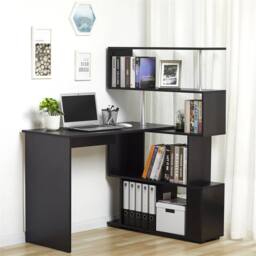 Nordara Shaped Computer Desk Corner PC Table Rotatable in Black - Size: 100 cm x 100 cm - thumbnail 3