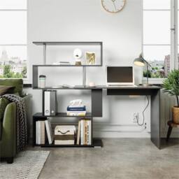 Nordara Shaped Computer Desk Corner PC Table Rotatable in Black - Size: 100 cm x 100 cm - thumbnail 5