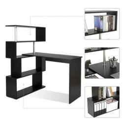 Nordara Shaped Computer Desk Corner PC Table Rotatable in Black - Size: 100 cm x 100 cm - thumbnail 2