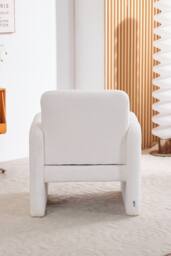 Living and Home Modern Accent Chair with Lumbar Pillow in White - thumbnail 3