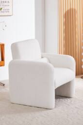 Living and Home Modern Accent Chair with Lumbar Pillow in White - thumbnail 2