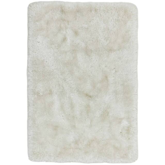 The Rug Shop UK Handmade Plain Shaggy Sparkle Luxurious Anti-Shed Area Rug in White - Size: 140 cm x 200 cm - image 1