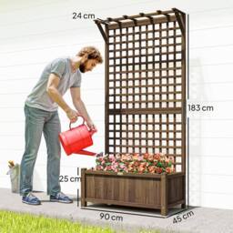Kelvenix Wood Planter with Trellis for Climbing Plants in Brown - Size: 100g - thumbnail 2