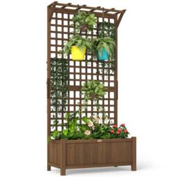 Kelvenix Wood Planter with Trellis for Climbing Plants in Brown - Size: 100g